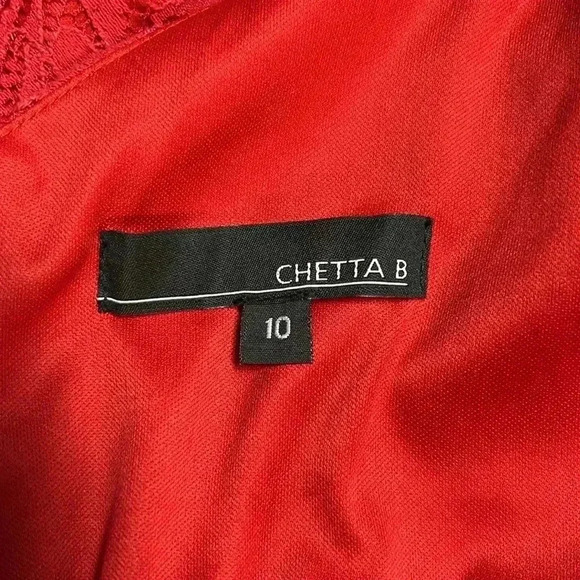 NWT Chetta B Red Lacy Dress Size 10 - Picture 7 of 9